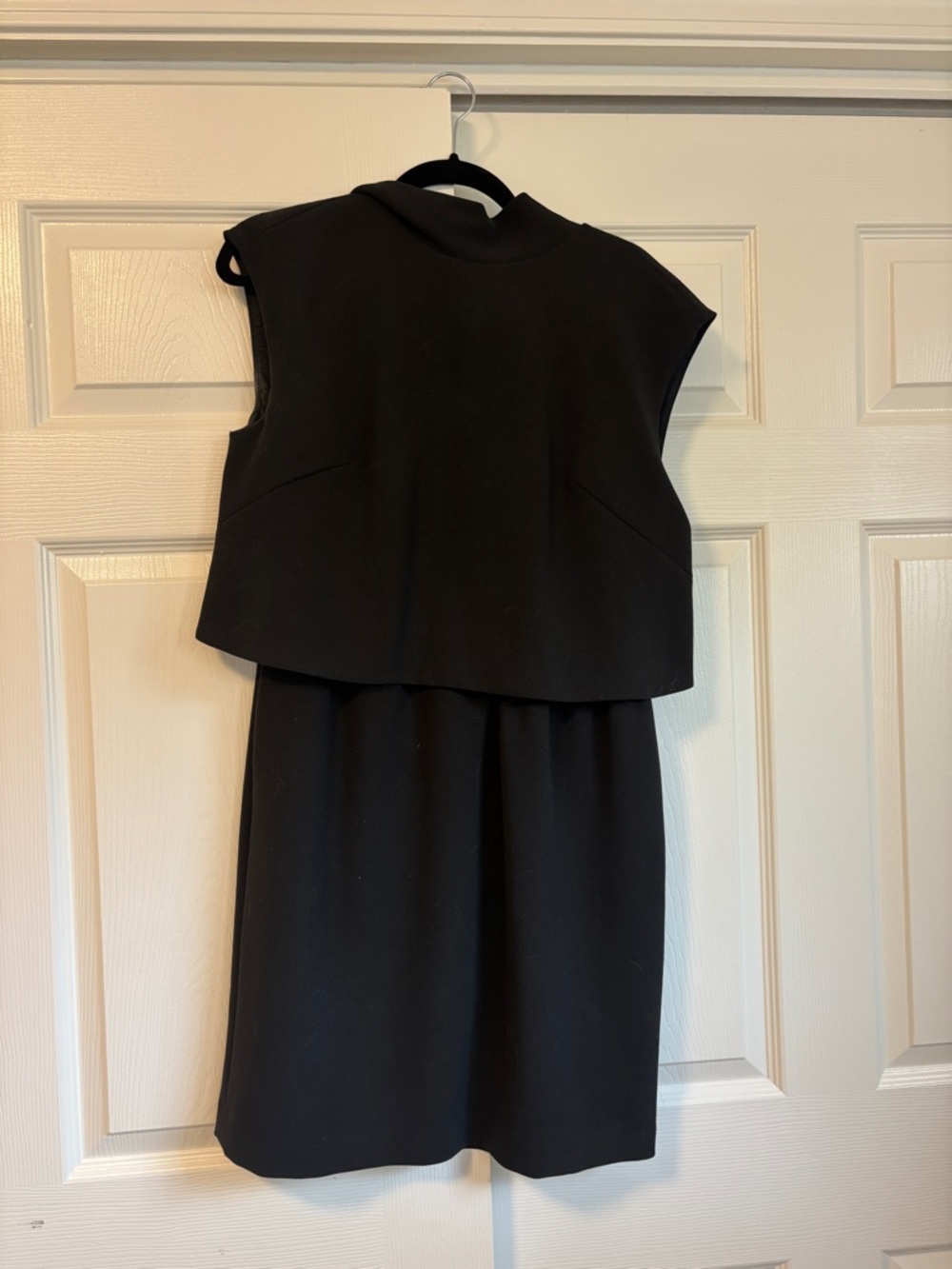 Anthropologie Black Sleeveless Cropped Overlay Dress